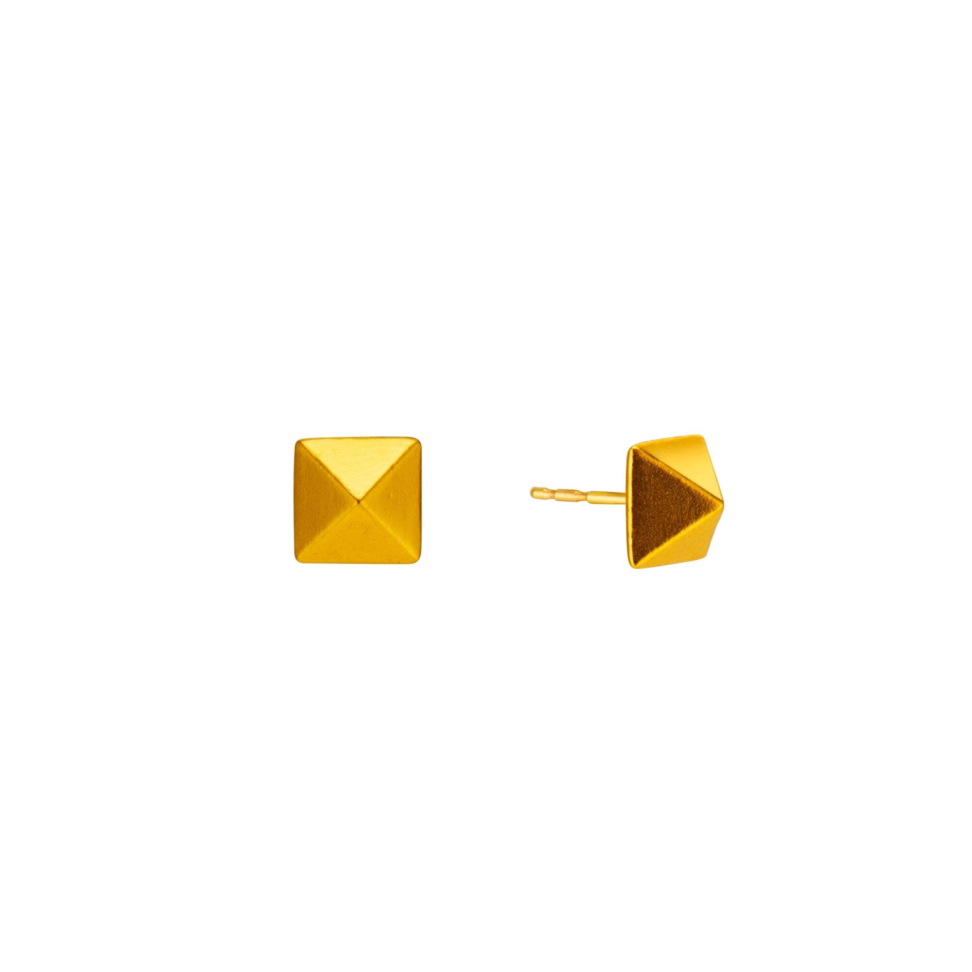 Pyramid Stud Earrings - 24K Gold