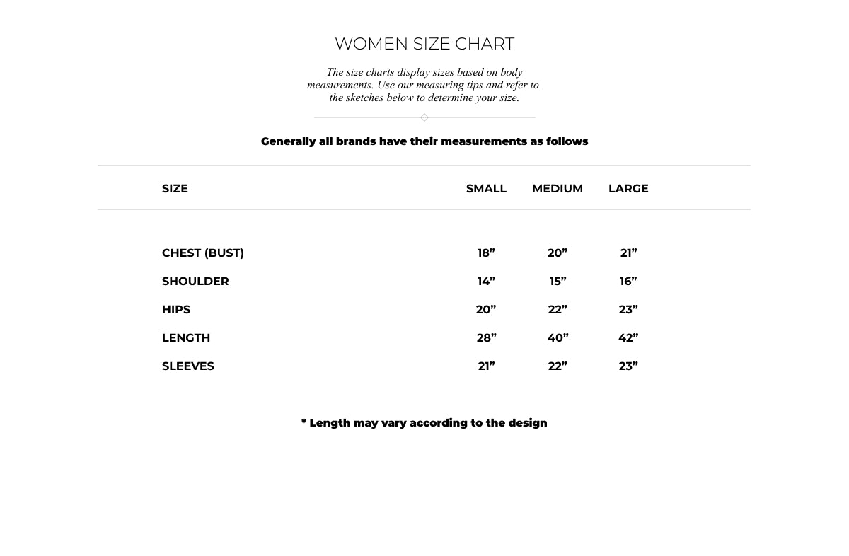Women Size Chart - String & Thread