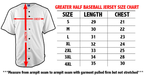 baseball jersey measurements