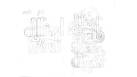 Paguarius character design and personality traits lettering sketches 1