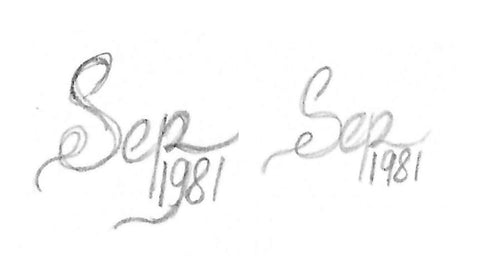 Hand lettering for Braroo and dates september 1981