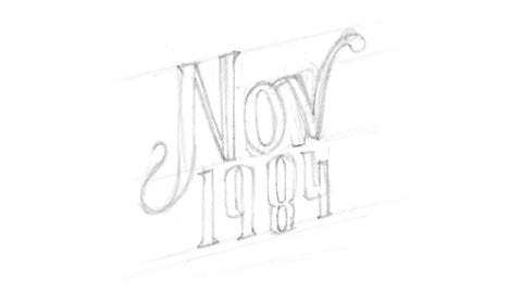 Hand lettering for rattatius dates nov 1984