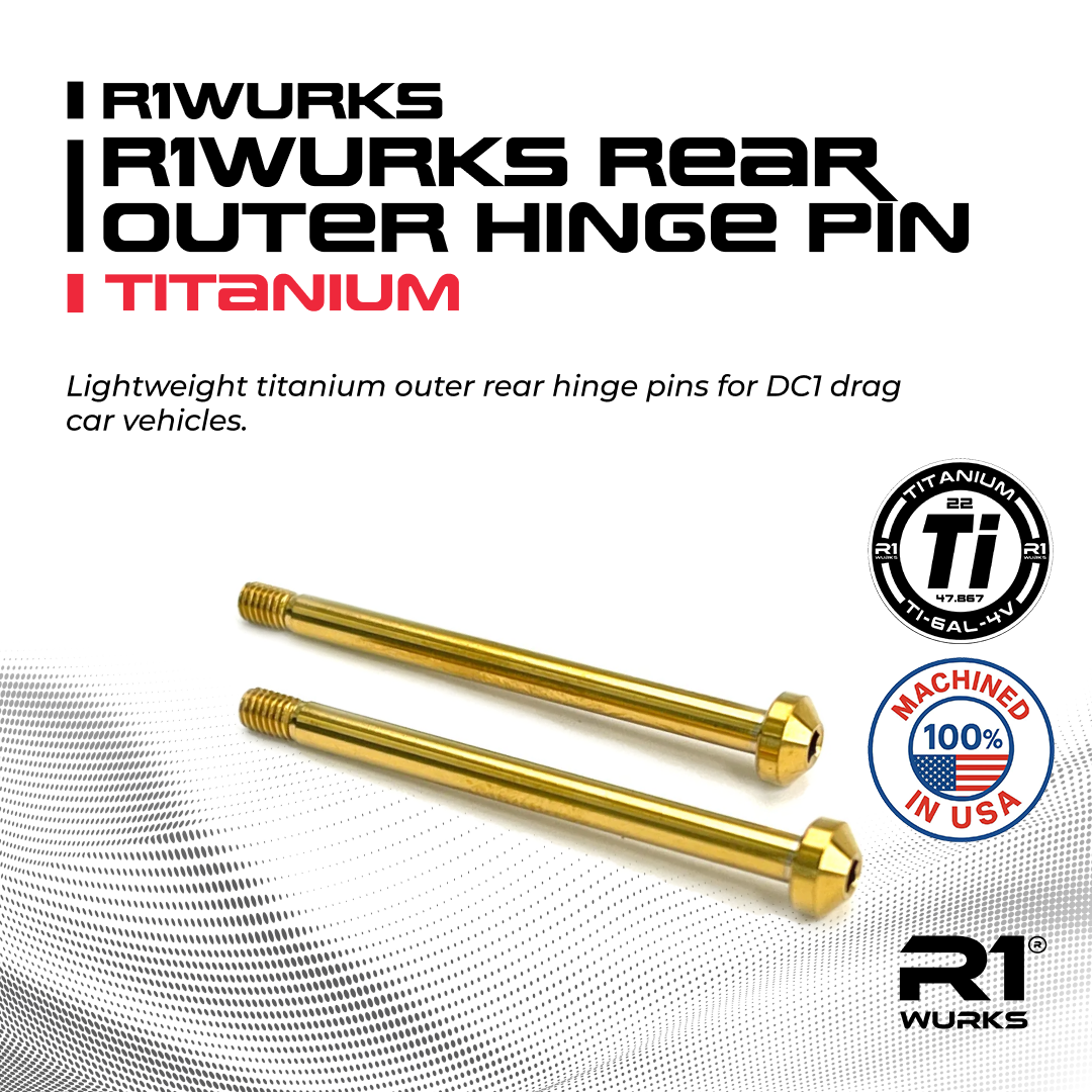 R1WURKS Rear Outer Hinge Pin, Titanium (Titanium Nitride Coated)