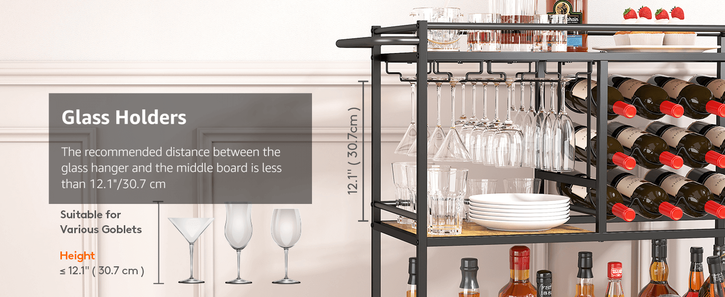 3 Tier Bar Cart with Wine Rack - Lifewit – Lifewitstore