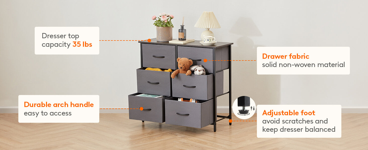 Lifewit 6 Drawer Double Dresser, Chest of Drawers