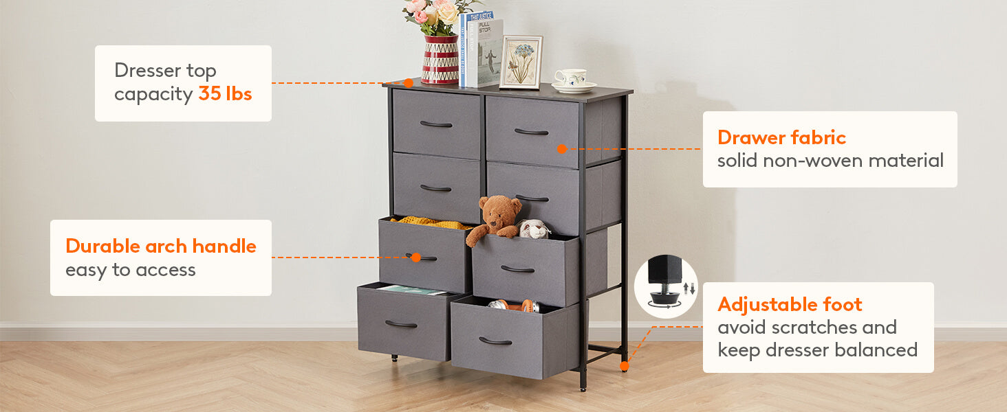 Lifewit 8 Drawer Double Dresser, Chest of Drawers