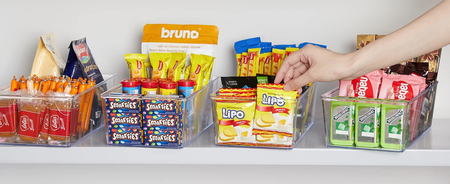 Lifewit Plastic Snack Organizer Bins, Pantry Snack