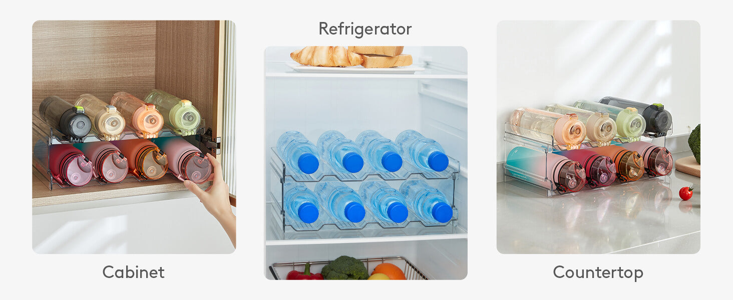 Gokilife Water Bottle Organizer for Cabinet, Expandable & Stackable Water  Bottle Organizer, Wine Drink Rack for Kitchen Countertop Freezer Pantry
