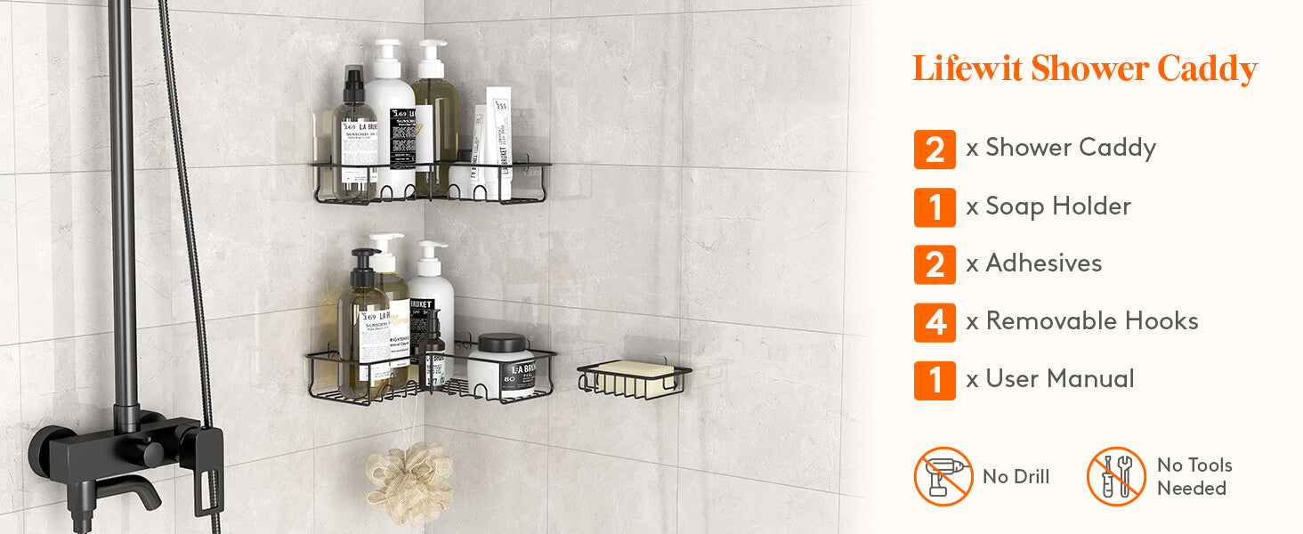 Lifewit Corner Shower Caddy Shelf, Tile Shower