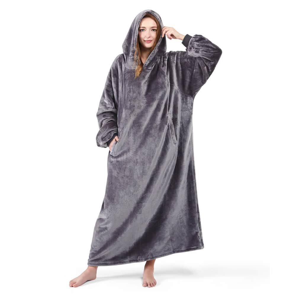 Comfy HOODIE SWEATSHIRT Wearable Blanket With Hood Sleeves Large Pocket  Sherpa