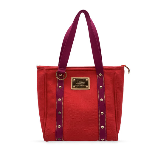 Louis-Vuitton-Antigua-Cabas-GM-Tote-Bag-Hand-Bag-Beige-Red-M40032