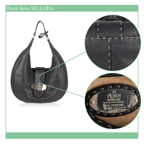 Fendi Black, Pattern Print Vintage Selleria Small Oyster Shoulder Bag
