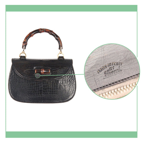 Gucci Crocodile Leather Vintage Handle Bag 1970s Exotic 