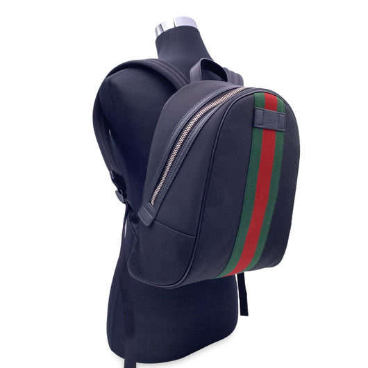 gucci backpack black with green and red straps