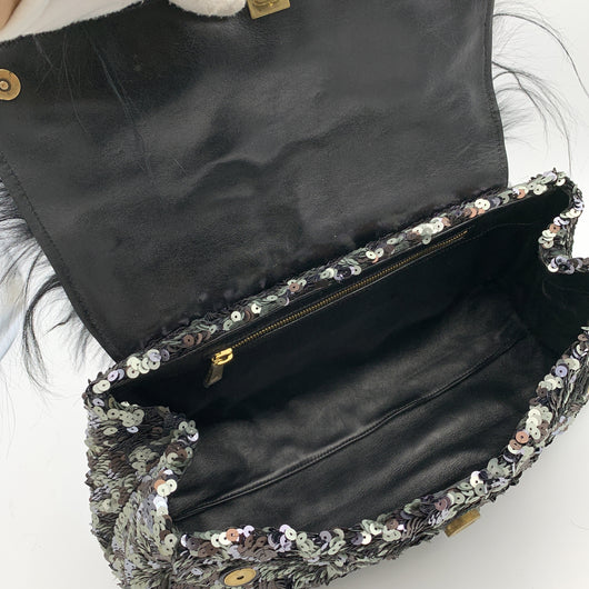 Marc Jacobs Silver and Gold Sequined Large Gilda Flap Bag Handbag