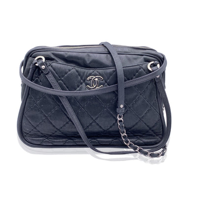 Chanel Airline 2016 Silver Quilted Leather Easy Flap Shoulder Bag