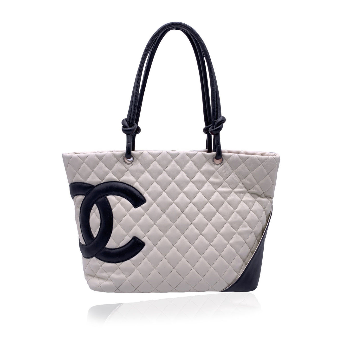 chanel white quilted tote