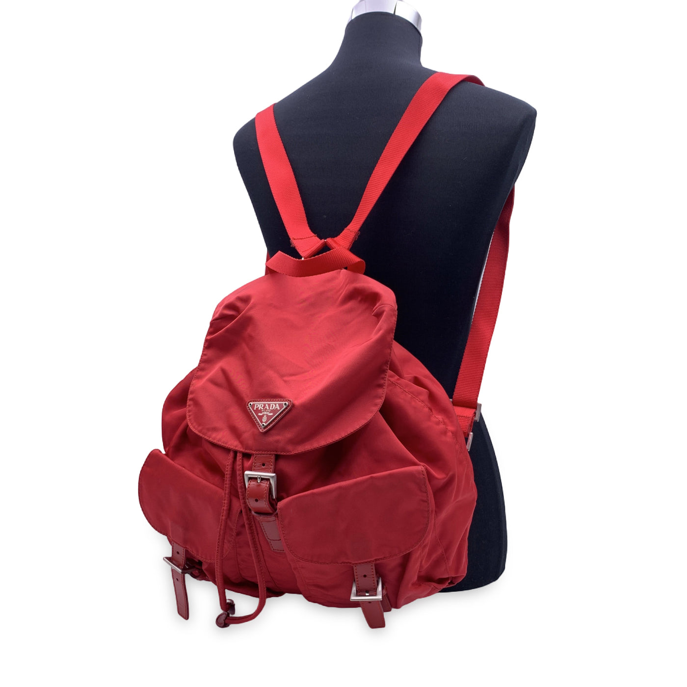 Prada Vintage Red Nylon Canvas Backpack Shoulder Bag – OPA Vintage