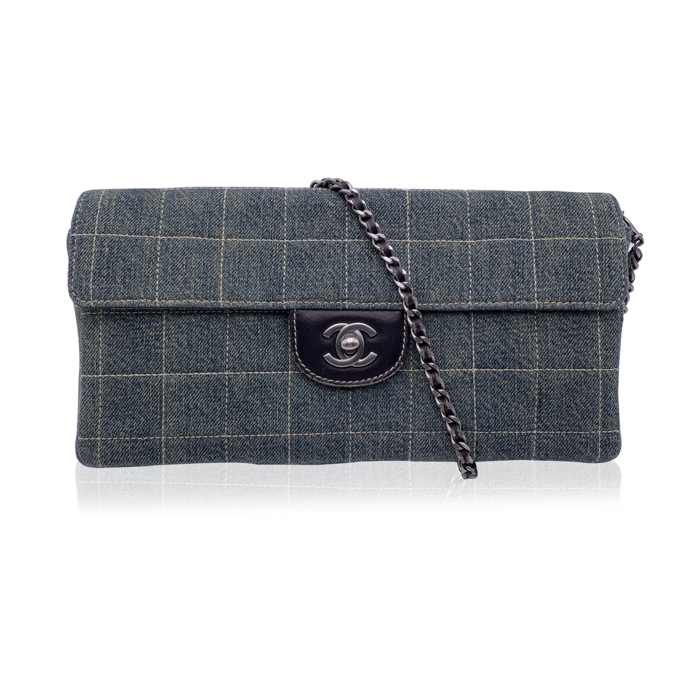 chanel denim clutch