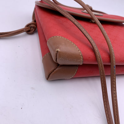 Gucci Vintage Red Monogram Canvas Small Messenger Shoulder Bag