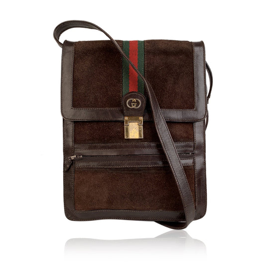 gucci brown suede crossbody bag