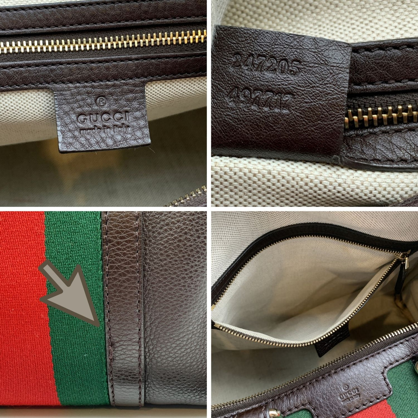 gucci bag with striped strap