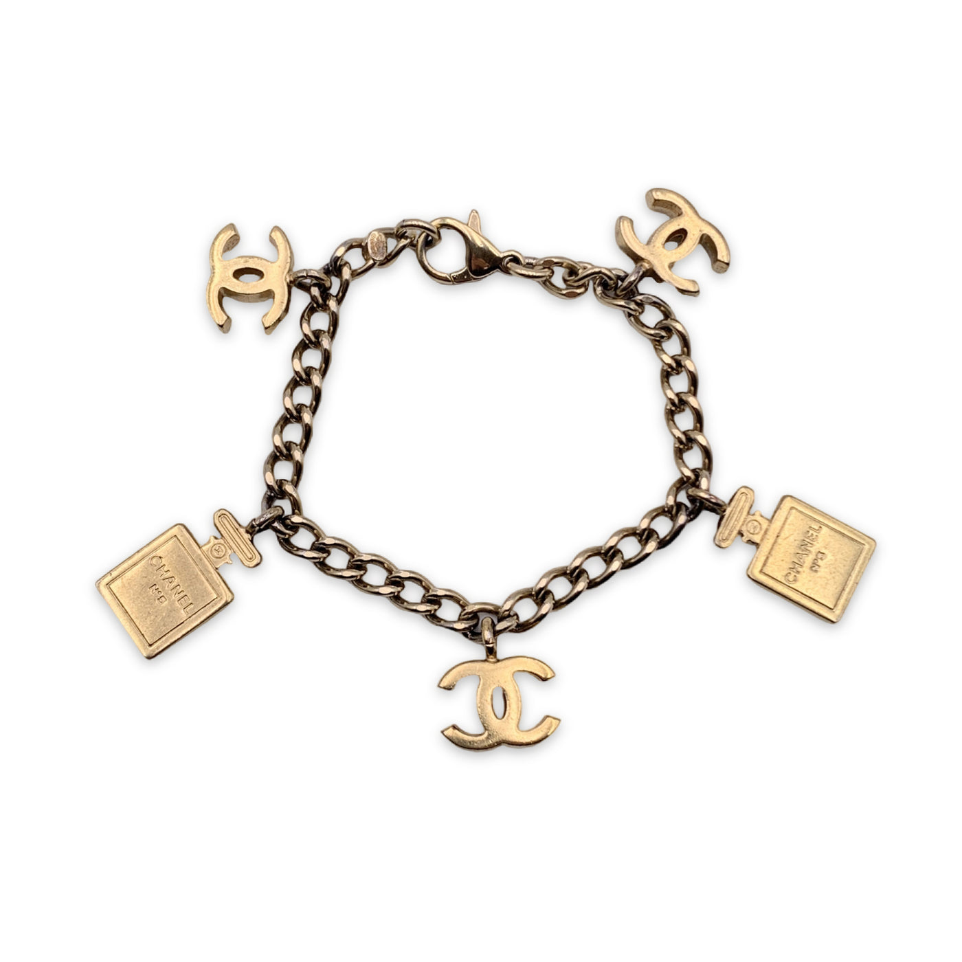 Chanel RARE Vintage 1982 Rhinestone Logo Charm Bracelet  sororité