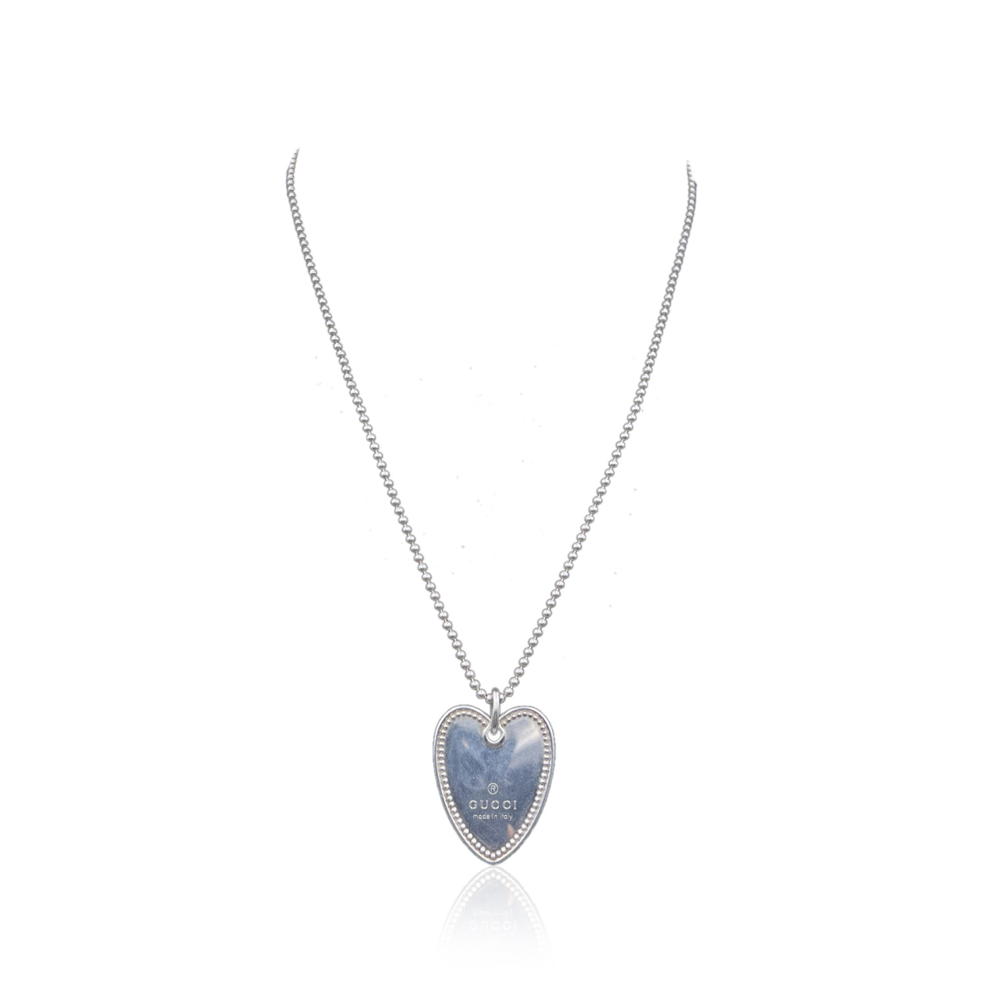 gucci sterling silver heart pendant necklace