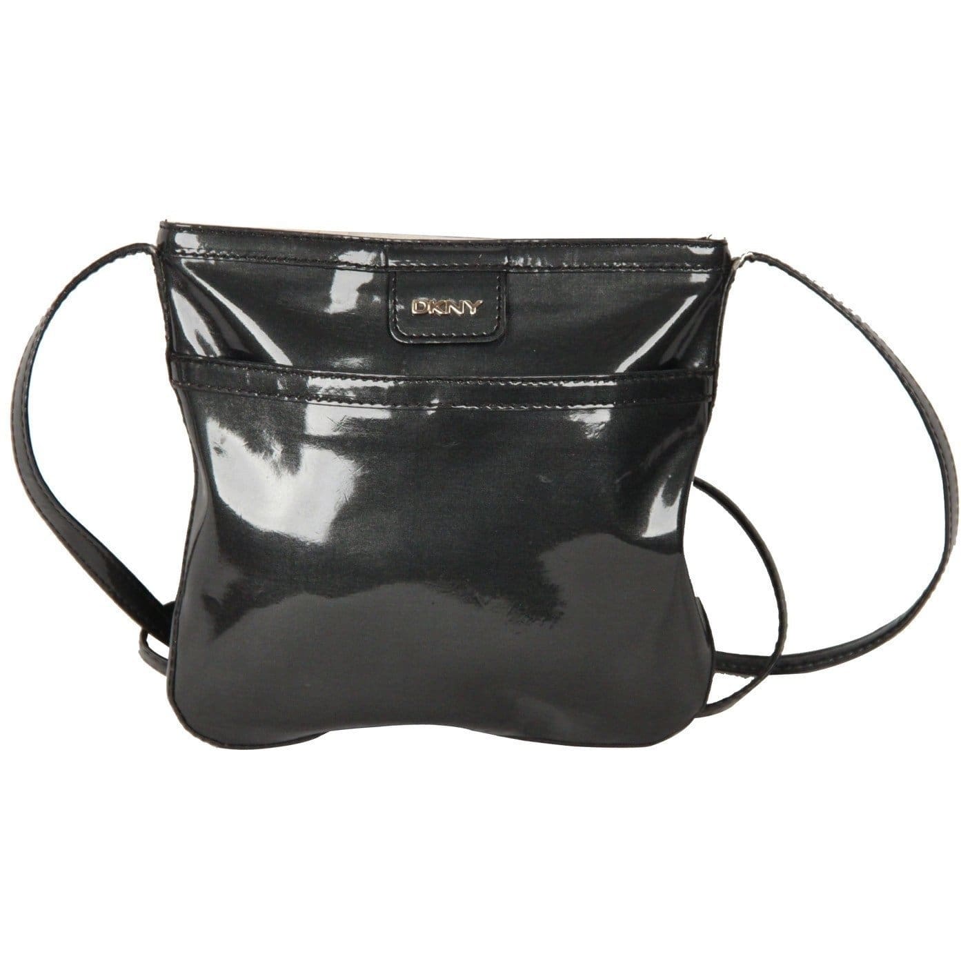 black vinyl crossbody bag