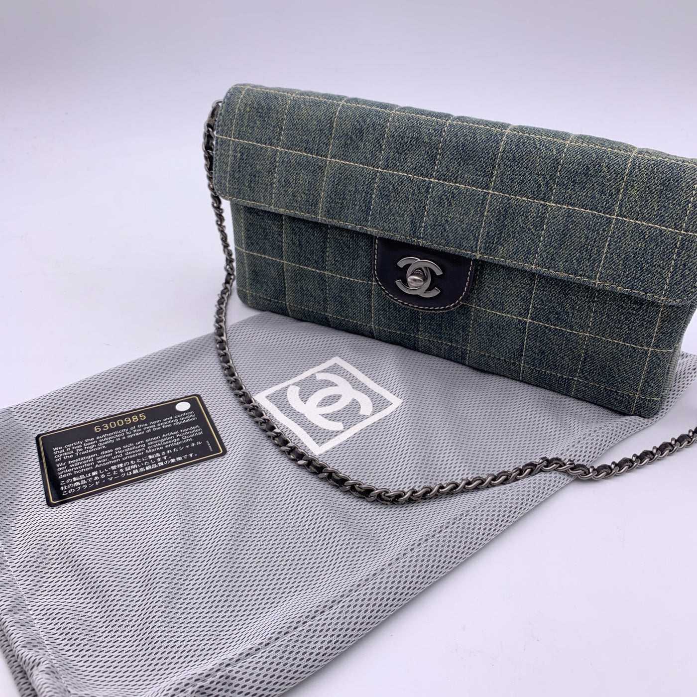 chanel denim clutch