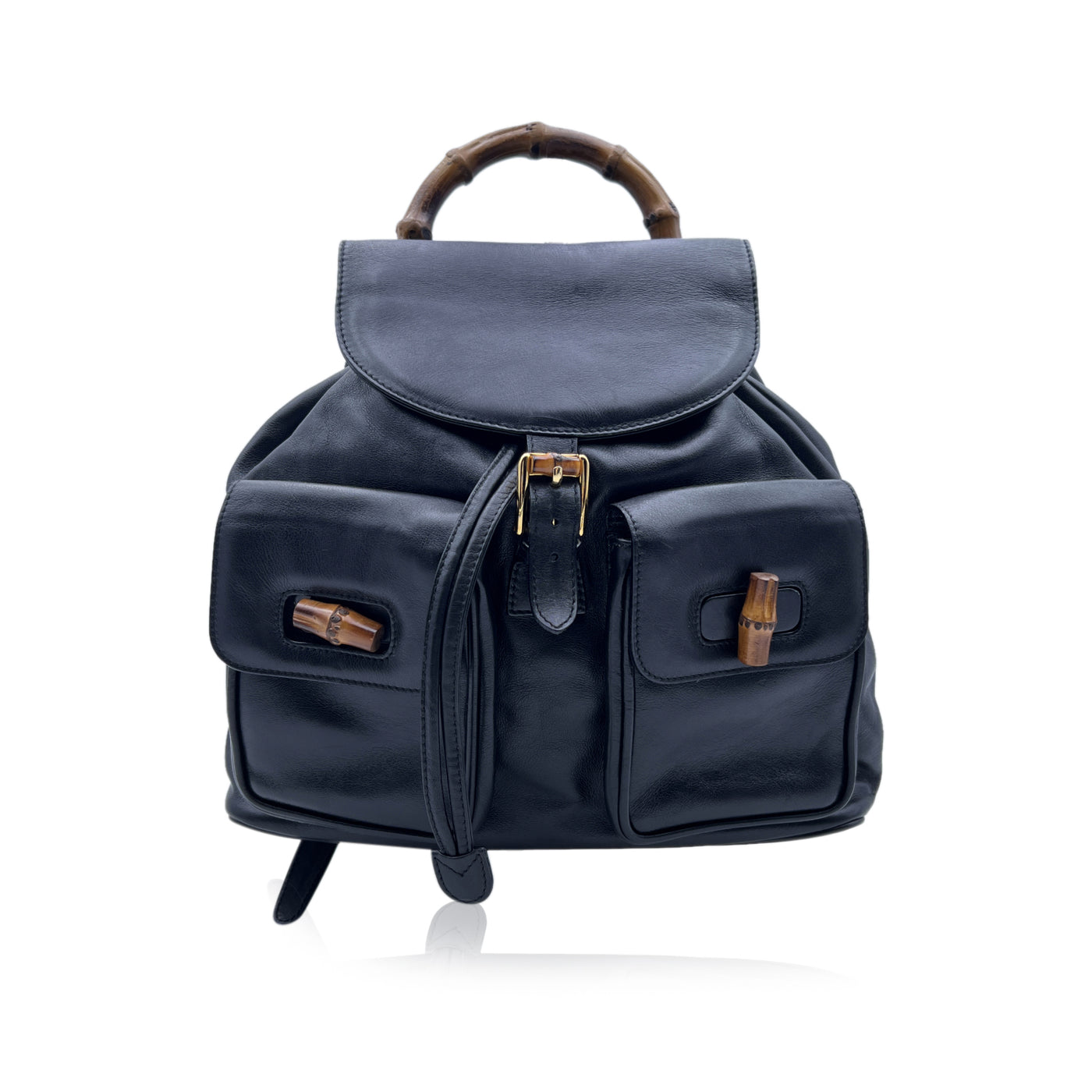 gucci leather bamboo backpack