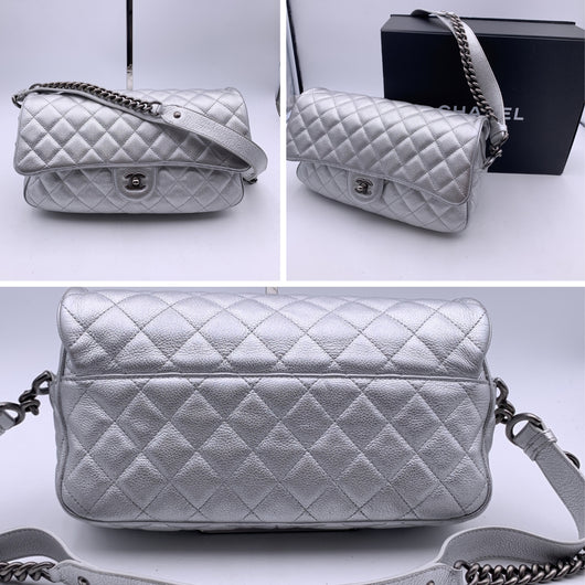 Chanel Rock in Moscow Grey Abstract Print Nylon Accordion Flap Bag