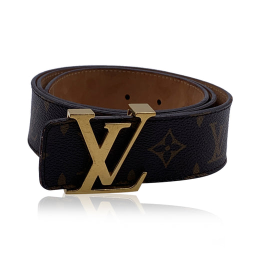 Louis Vuitton Brown Monogram Canvas Logo Buckle Belt Size 85/34 For Sale at  1stDibs