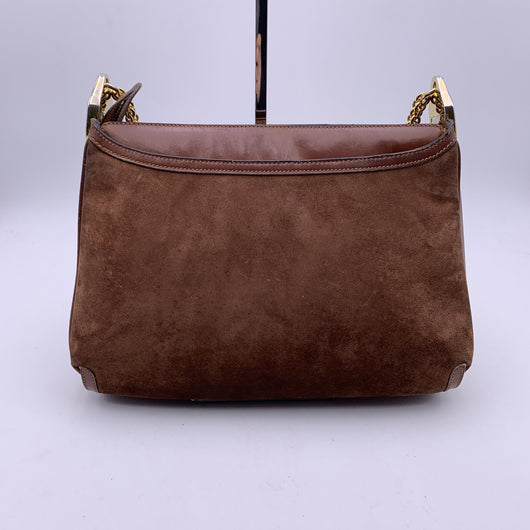 Gucci Vintage Brown Suede Flap Shoulder Bag with Enamel – OPA Vintage