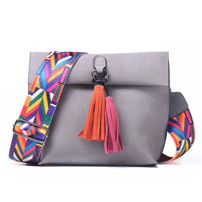 purse with colorful strap