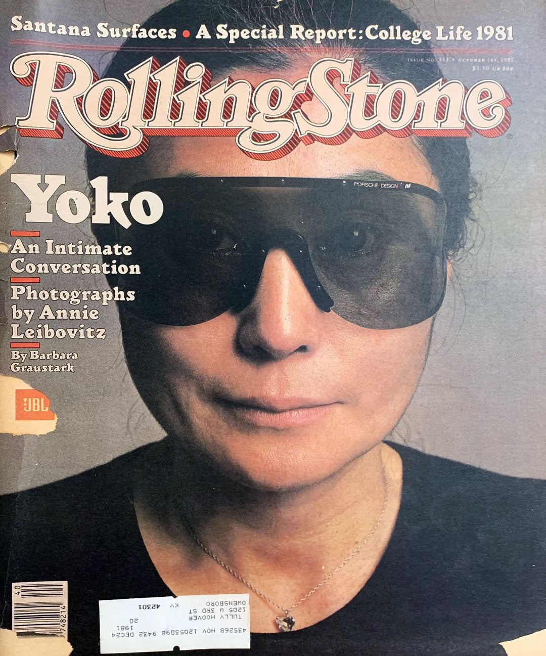 Yoko Ono Wraparound sunglasses