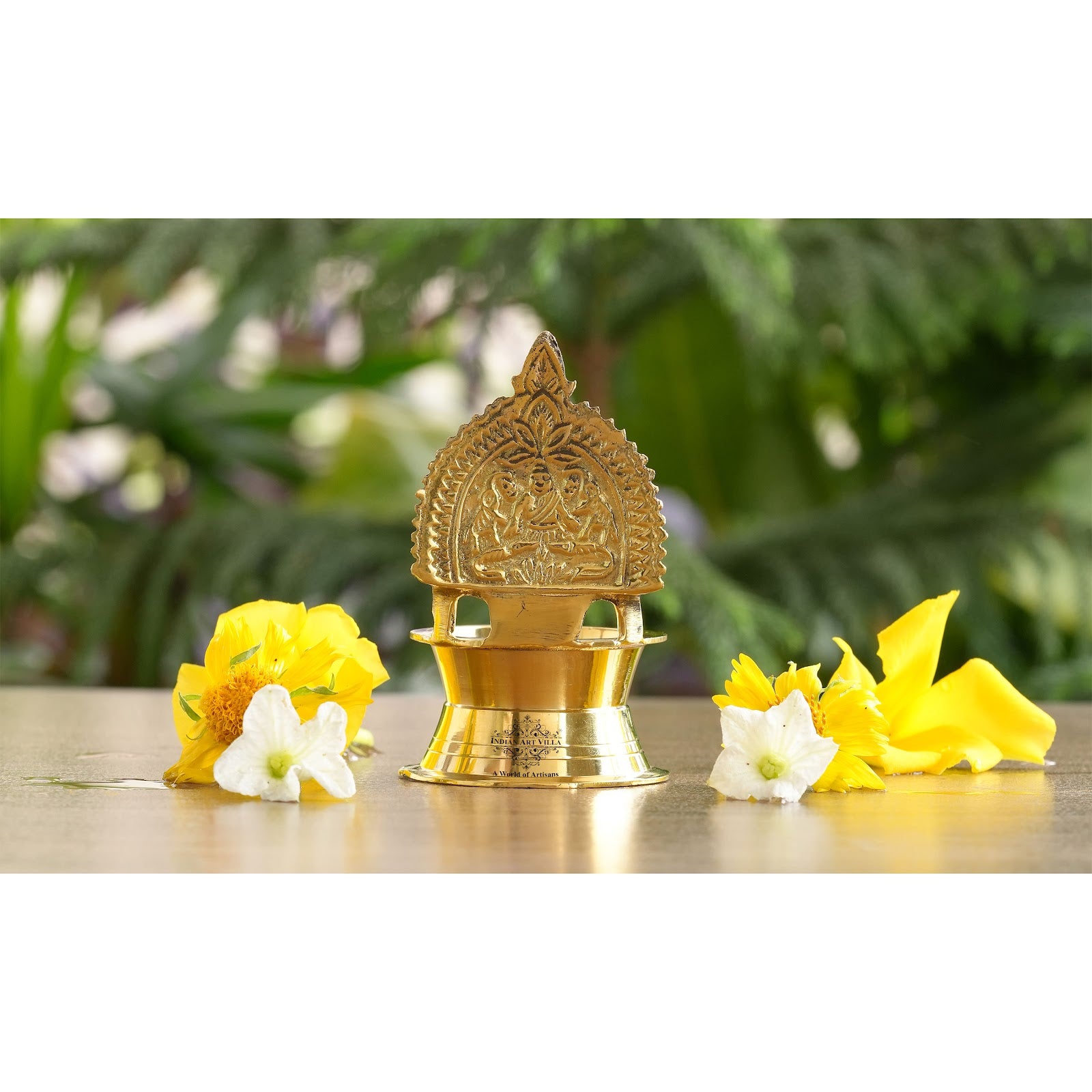 Indian Art Villa Brass Laxmi Idol Diya Oil Lamp, Handmade Deepak for Puja, Diwali Festival, and Home Decoration - 2.9 inch