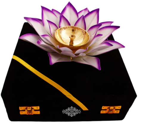 Silver Plated Lotus Design Diya