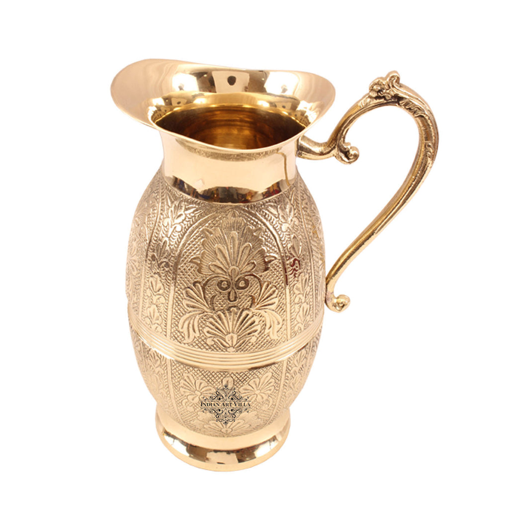 INDIAN ART VILLA Brass Handmade Lining Design Jug Pitcher Serving Water  1000 ML – IndianArtVilla