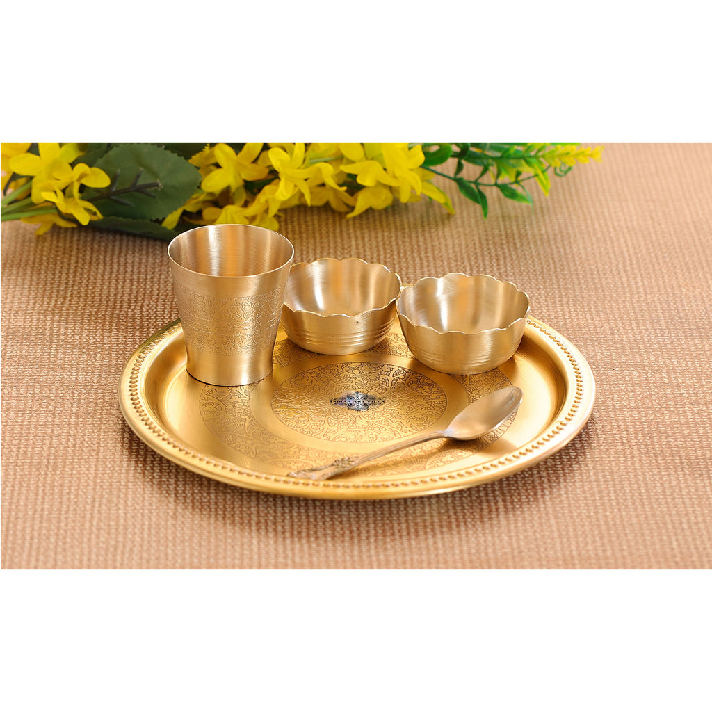 Pure Brass Dinner Set,antique Design Brass Dinner Thali,brass 6 Pcs Thali  Set,traditional Brass Dinnerware,brass Thali Dinner Set,dinnerware 