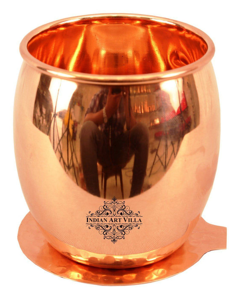 INDIAN ART VILLA Copper Plain Goblet Glass Tumbler with Lid