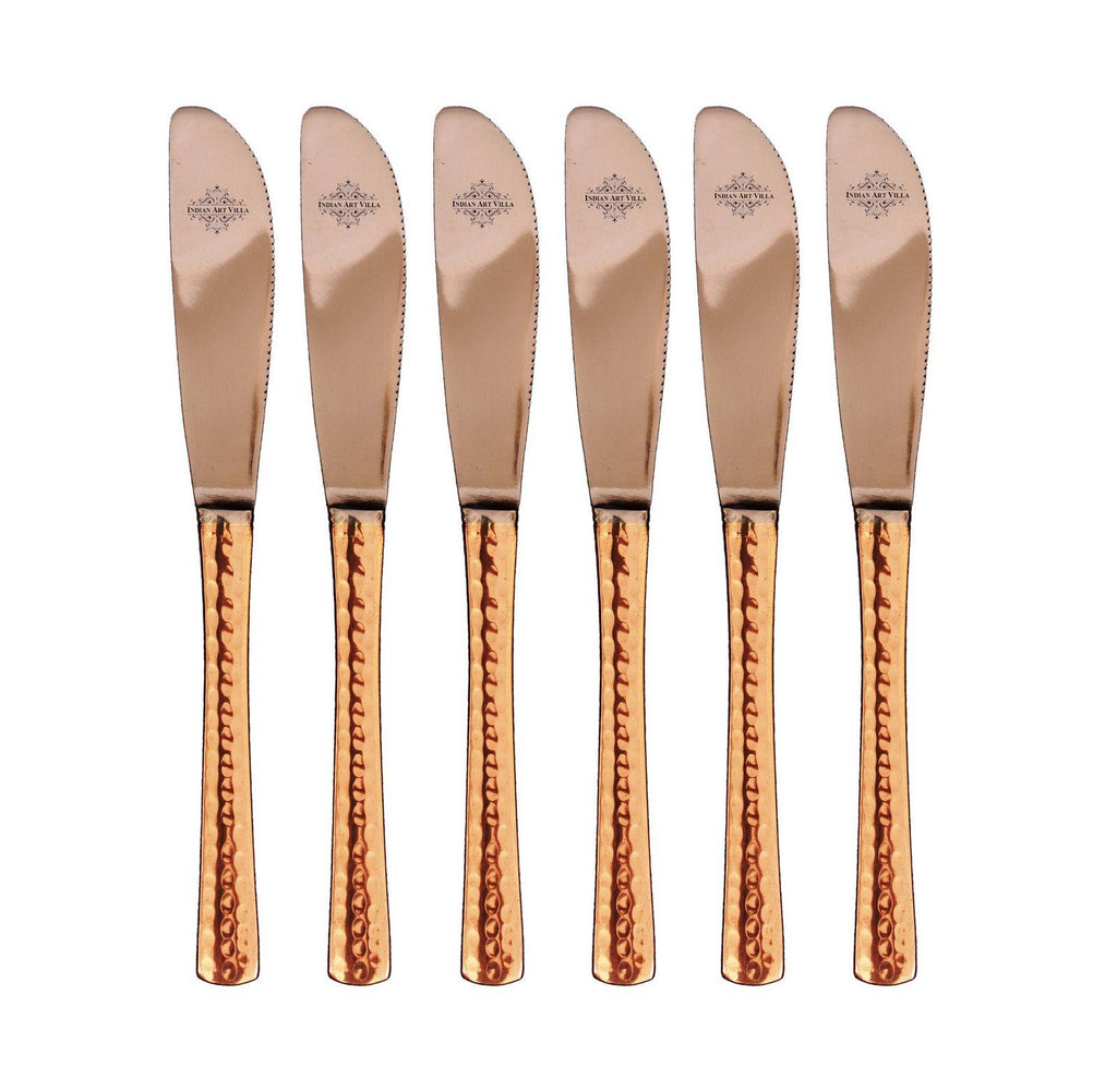 INDIAN ART VILLA Set of 4 Steel Copper Bread Spreader Knife