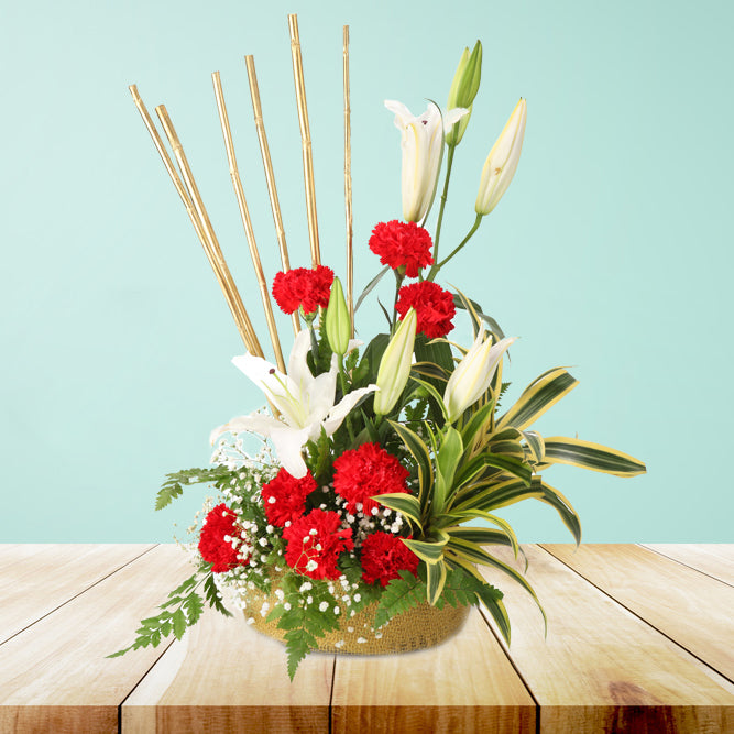 Online Delivery Of Lilies And Carnation Flower Arrangement – Shamuns ...