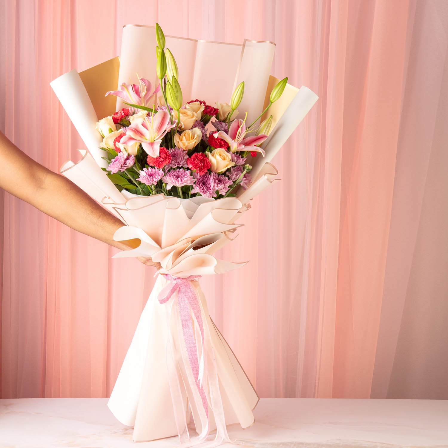 Pretty in Pink Mixed Flowers Bouquet