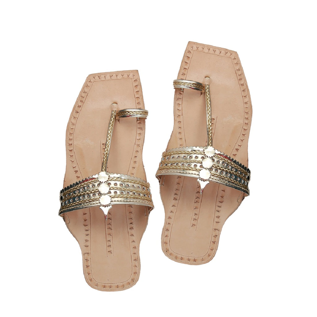 gold kolhapuri chappals