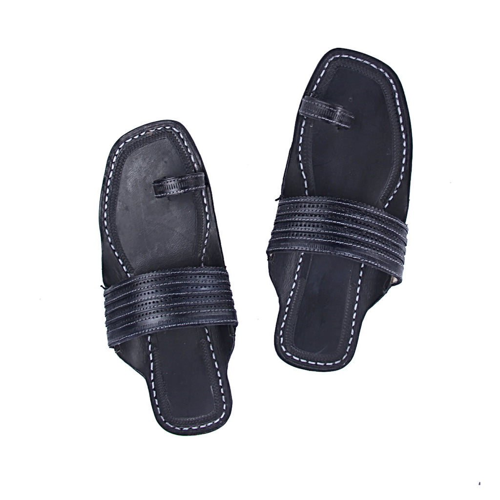 black kolhapuri chappal