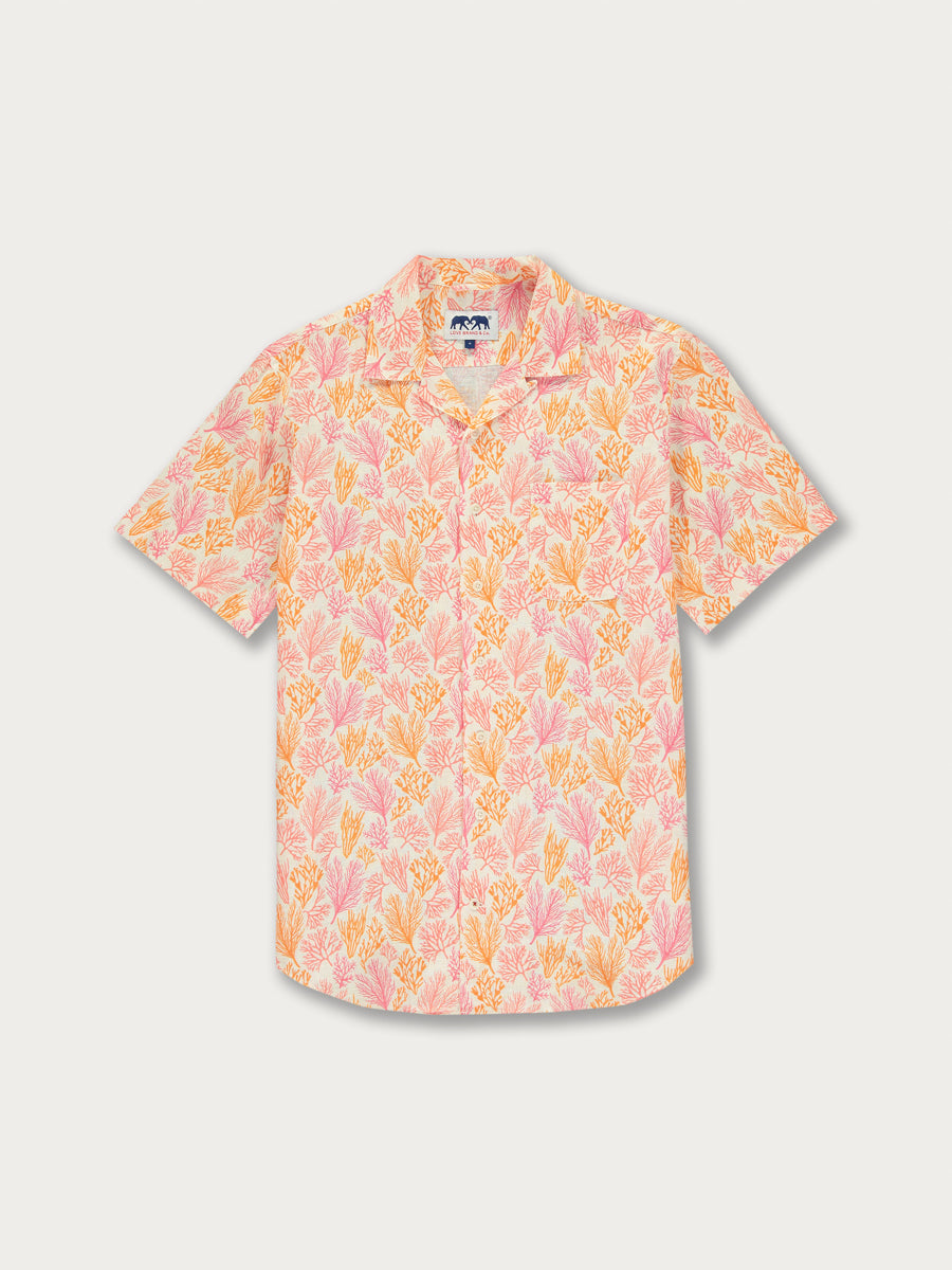 Men’s Orange Crazy Coral Arawak Linen Shirt
