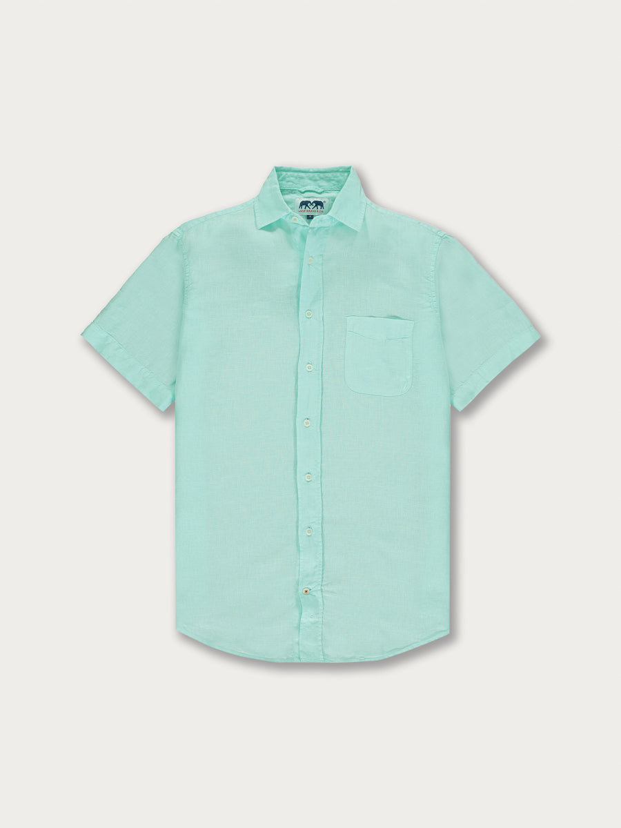 Men’s Cay Green Manjack Linen Shirt