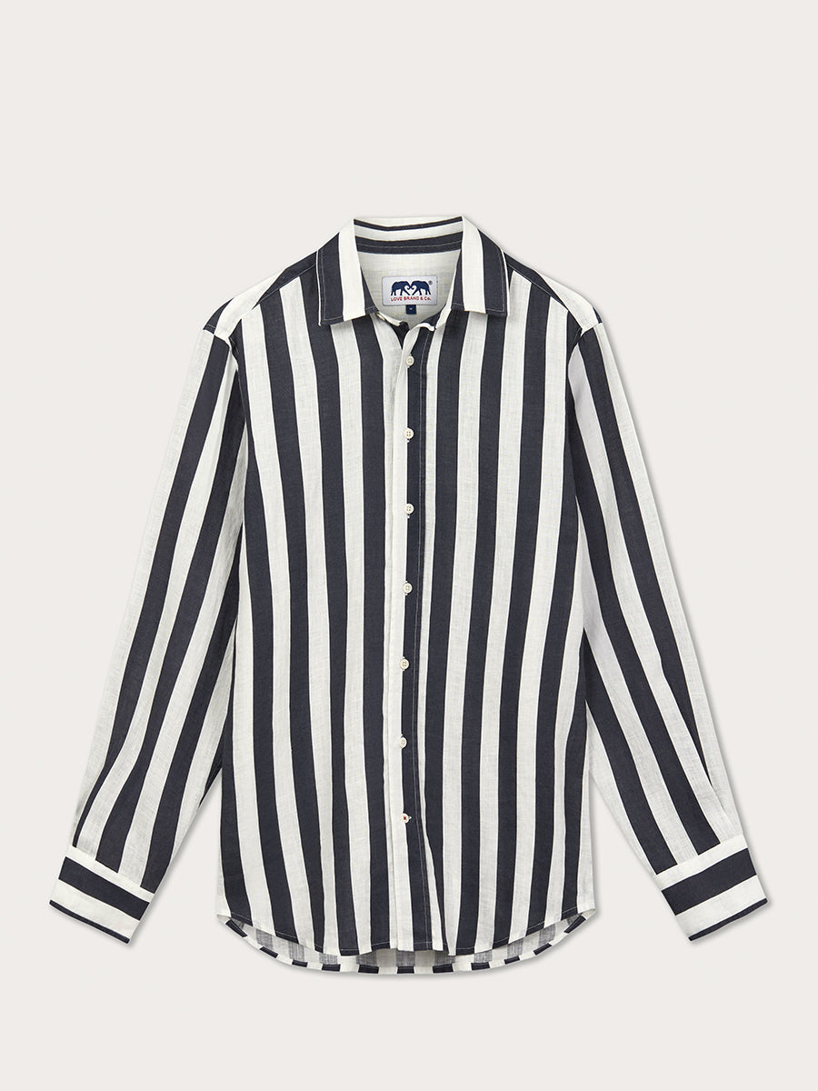 Men’s Navy Candy Stripe Abaco Linen Shirt