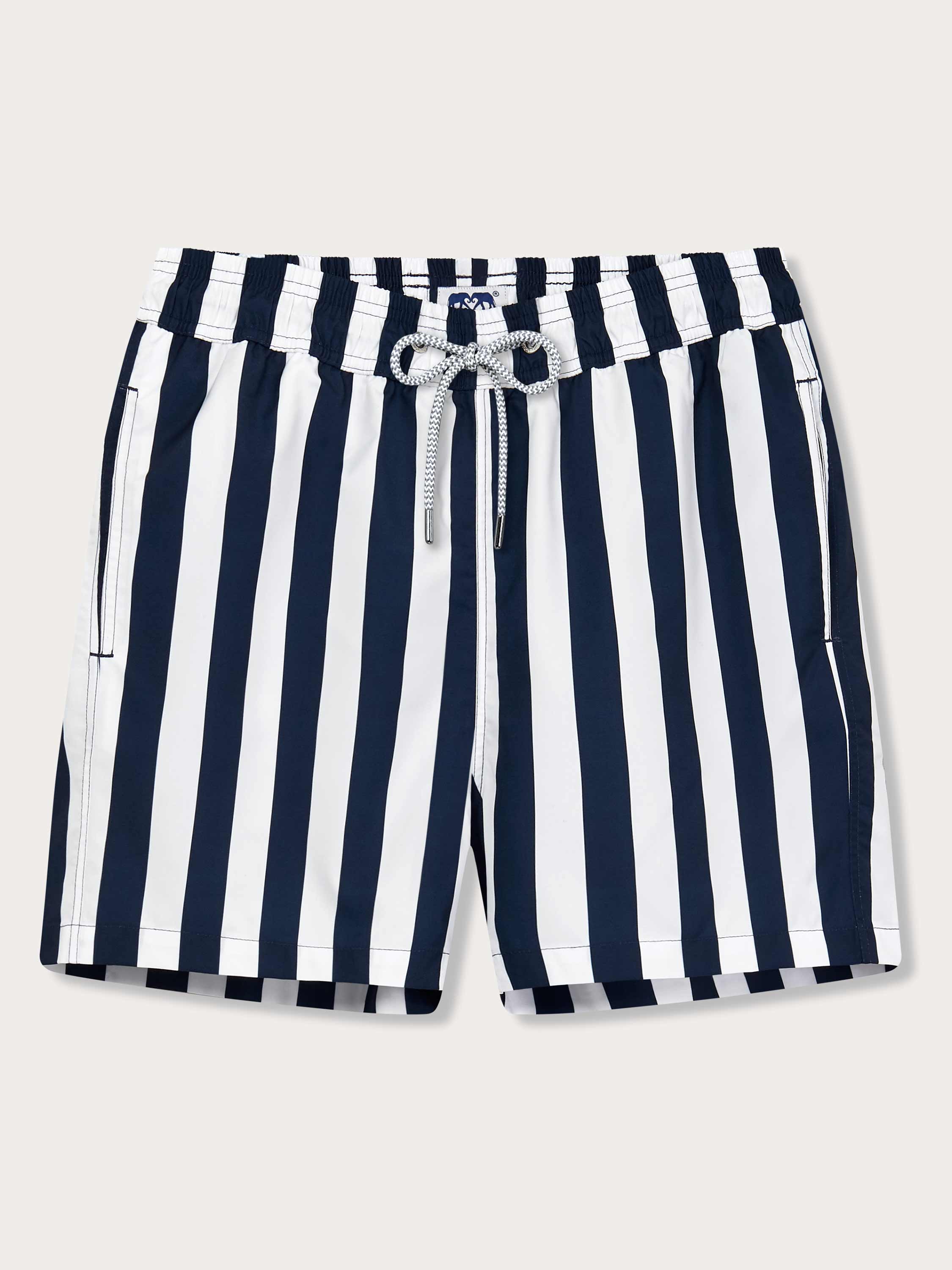 Men’s Navy Candy Stripe Staniel Swim Shorts
